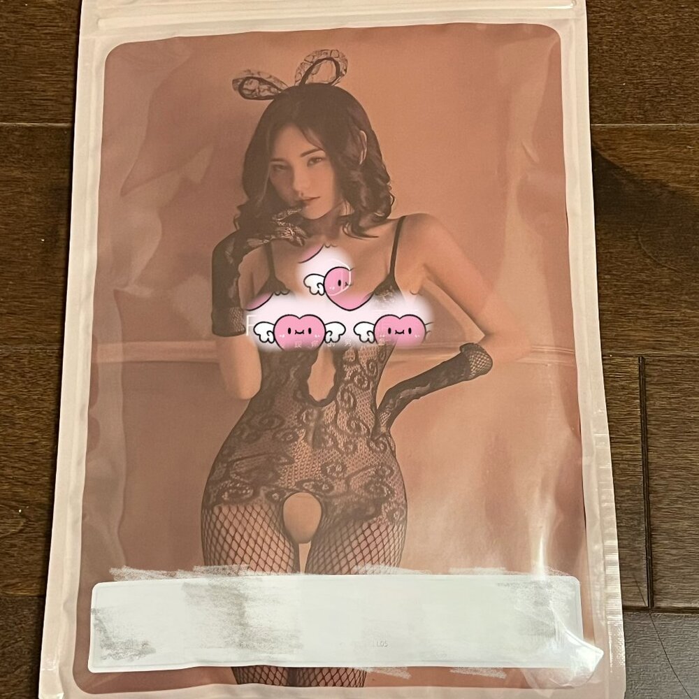 Mesh Jacquard Open Crotch Bodystocking